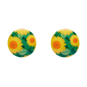 Sunflower Rounded Stud Earrings - Yellow  -  Erstwilder Essentials  -  Quirky Resin and Enamel Accessories