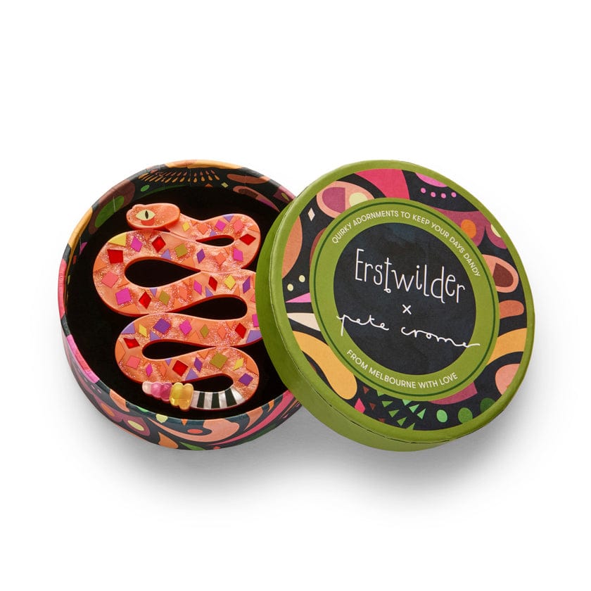 The Rowdy Rattlesnake Brooch  -  Erstwilder  -  Quirky Resin and Enamel Accessories