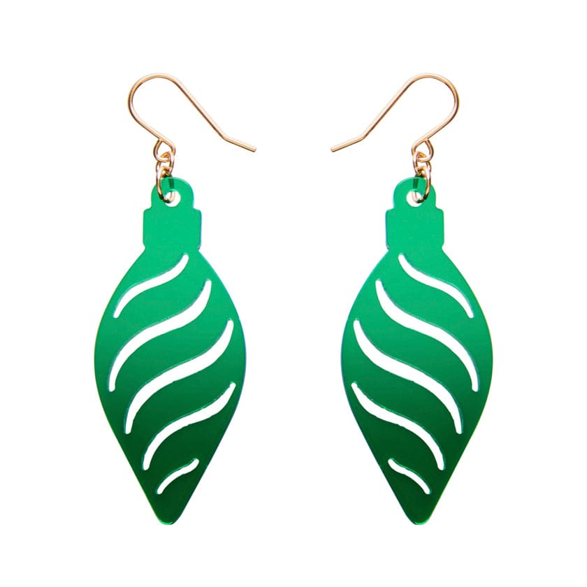 Long Bauble Drop Earrings - Green  -  Erstwilder Essentials  -  Quirky Resin and Enamel Accessories