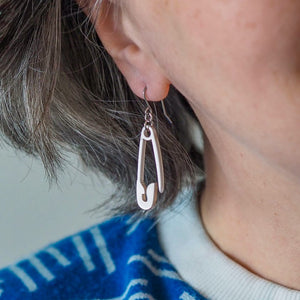 Safety Pin Drop Earrings - Silver  -  Erstwilder Essentials  -  Quirky Resin and Enamel Accessories