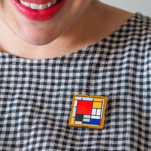 Mondrian Simplified Mini Brooch  -  Erstwilder Simplified  -  Quirky Resin and Enamel Accessories