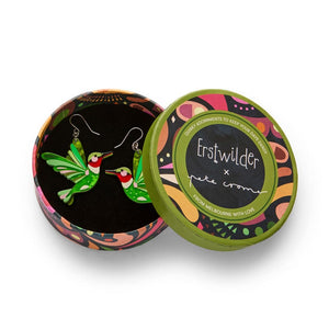 The Riveting Ruby-Throated Hummingbird Drop Earrings (IMPERFECT)  -  Erstwilder  -  Quirky Resin and Enamel Accessories