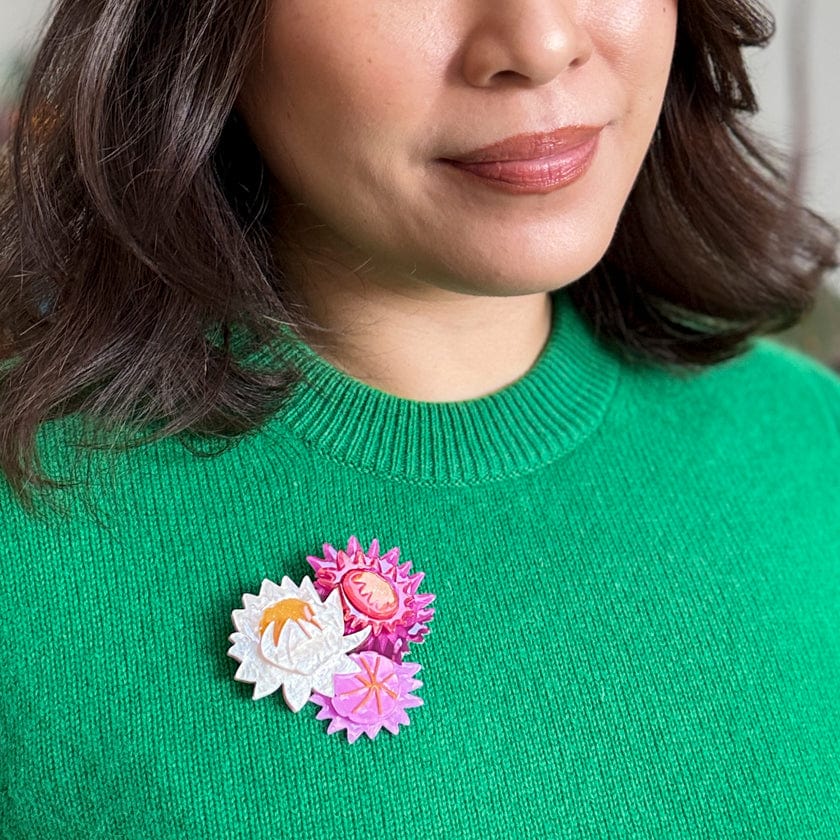 Strawflowers Brooch  -  Erstwilder  -  Quirky Resin and Enamel Accessories