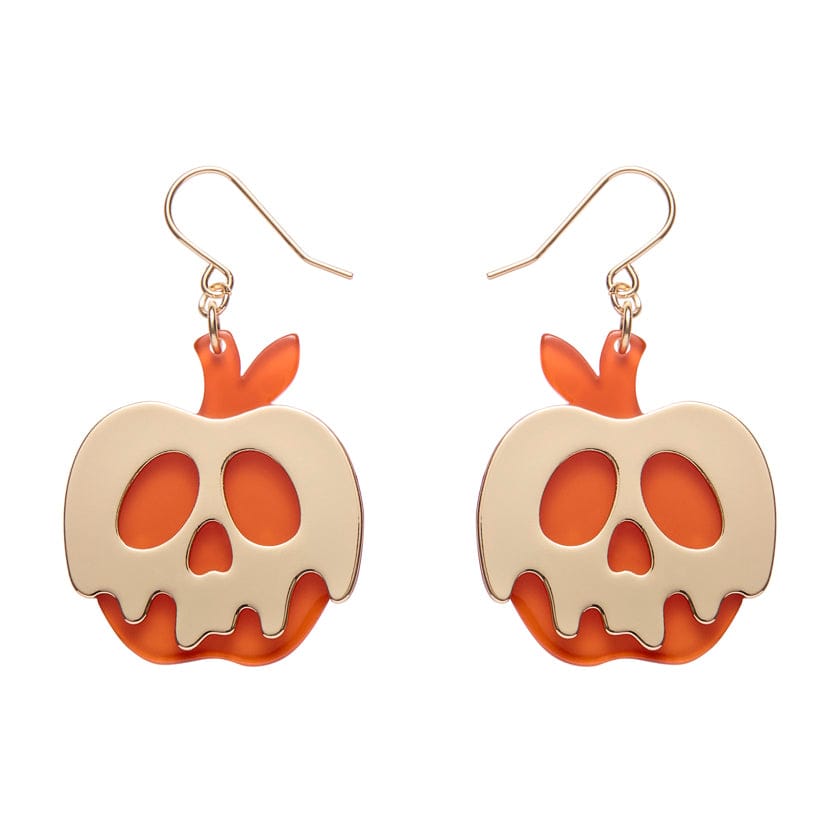 Poison Apple Drop Earrings - Orange and Gold  -  Erstwilder Essentials  -  Quirky Resin and Enamel Accessories