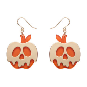 Poison Apple Drop Earrings - Orange and Gold  -  Erstwilder Essentials  -  Quirky Resin and Enamel Accessories