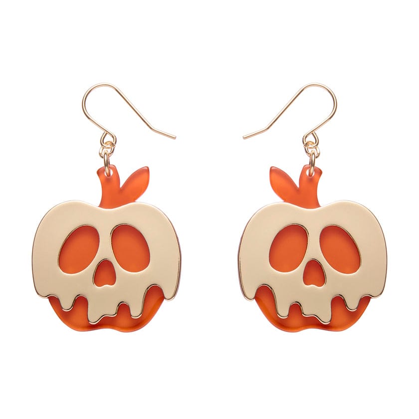 Poison Apple Drop Earrings - Orange and Gold  -  Erstwilder Essentials  -  Quirky Resin and Enamel Accessories