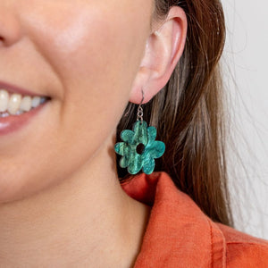 Flower Drop Earrings –Green  -  Erstwilder Essentials  -  Quirky Resin and Enamel Accessories