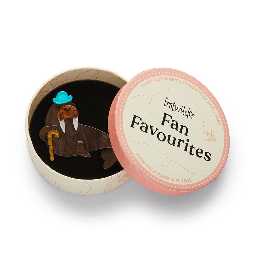 Old Man Walrus Brooch (IMPERFECT)  -  Erstwilder  -  Quirky Resin and Enamel Accessories