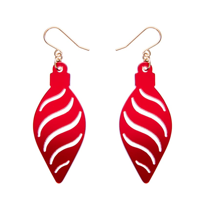 Long Bauble Drop Earrings - Red  -  Erstwilder Essentials  -  Quirky Resin and Enamel Accessories