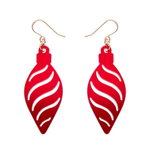 Long Bauble Drop Earrings - Red  -  Erstwilder Essentials  -  Quirky Resin and Enamel Accessories