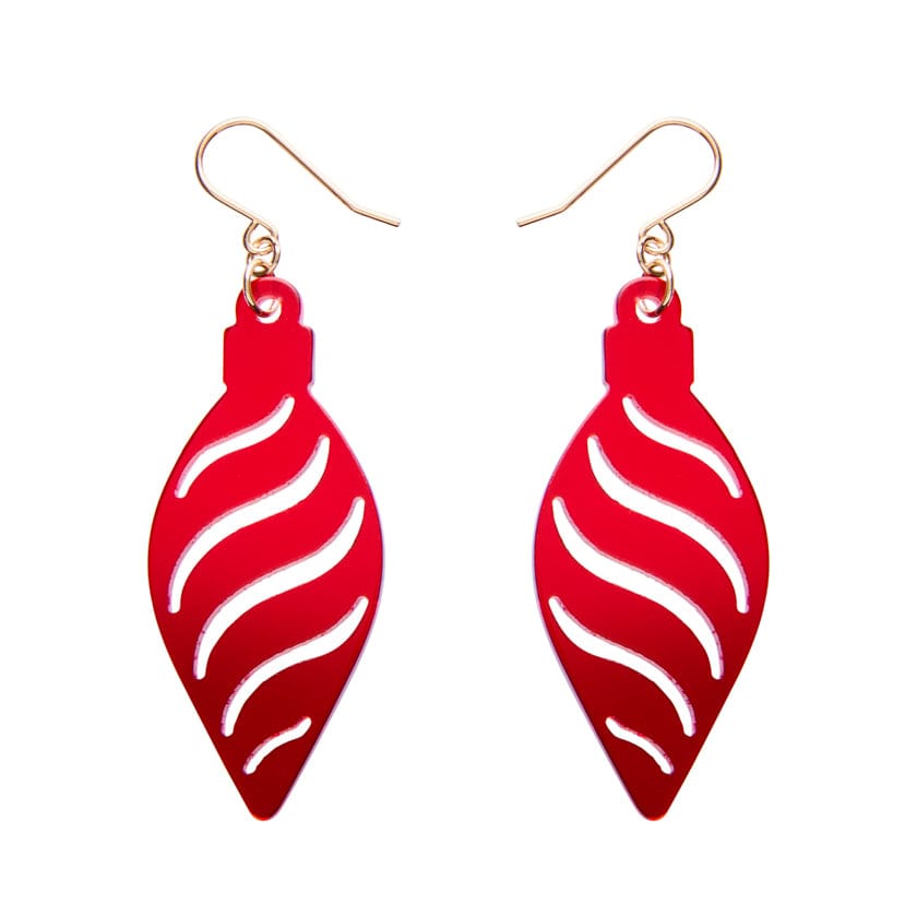 Long Bauble Drop Earrings - Red  -  Erstwilder Essentials  -  Quirky Resin and Enamel Accessories