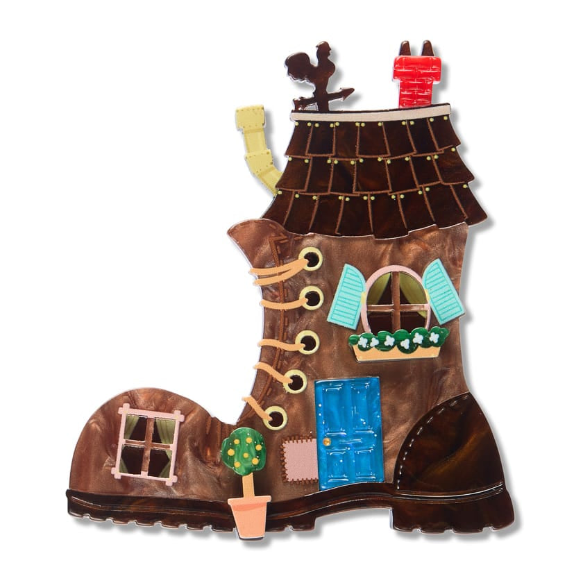 Shoe House Brooch  -  Erstwilder  -  Quirky Resin and Enamel Accessories