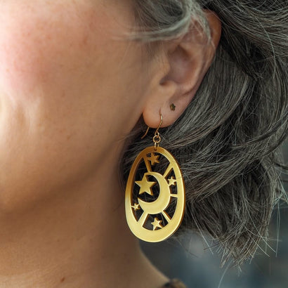 Moonlight Drop Earrings - Gold  -  Erstwilder Essentials  -  Quirky Resin and Enamel Accessories