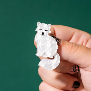 Arctic Fox Simplified Mini Brooch  -  Erstwilder Simplified  -  Quirky Resin and Enamel Accessories