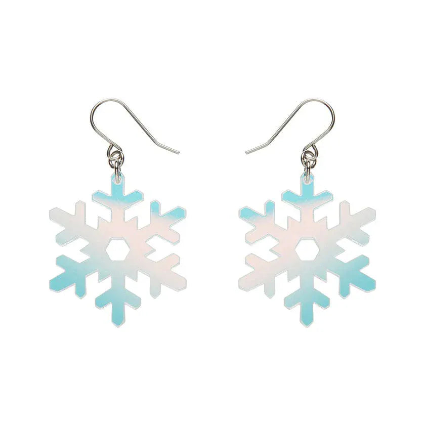 Iridescent Snowflake Drop Earrings  -  Erstwilder Essentials  -  Quirky Resin and Enamel Accessories