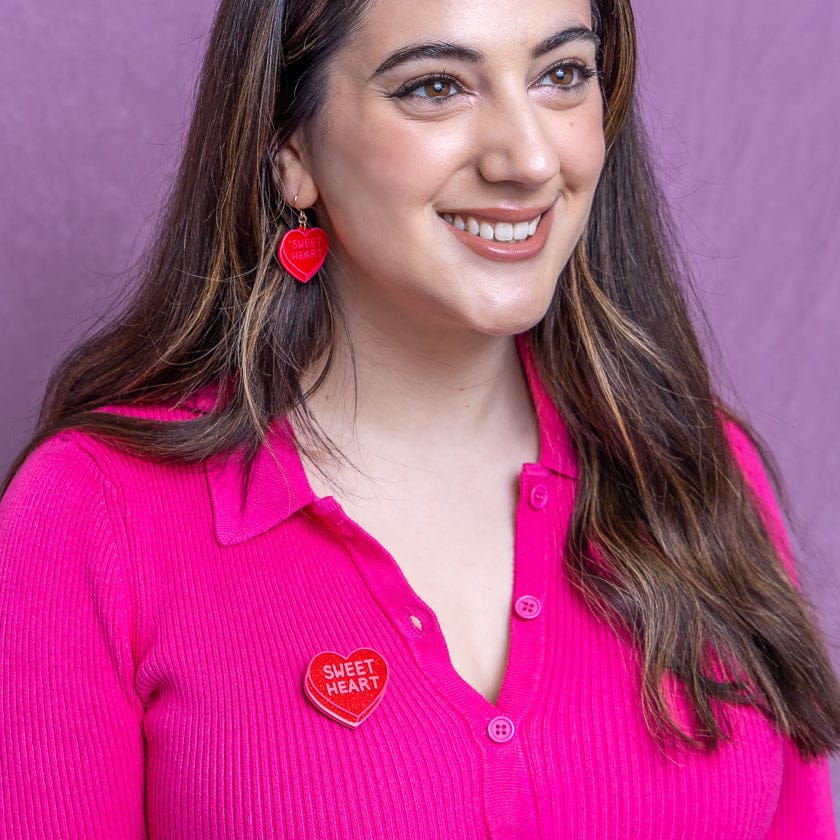 Candy Heart Simplified Mini Brooch – Red  -  Erstwilder Simplified  -  Quirky Resin and Enamel Accessories