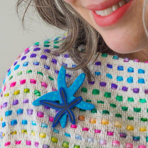 Blue Seastar Brooch  -  Erstwilder  -  Quirky Resin and Enamel Accessories