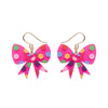 Polka Dot Bow Drop Earrings – Pink  -  Erstwilder Essentials  -  Quirky Resin and Enamel Accessories