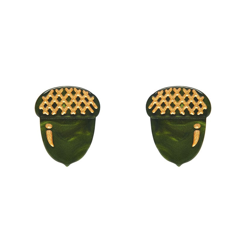 Acorn Stud Earrings - Green  -  Erstwilder Essentials  -  Quirky Resin and Enamel Accessories