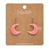 Cresent Moon Drop Earrings - Pink  -  Erstwilder Essentials  -  Quirky Resin and Enamel Accessories