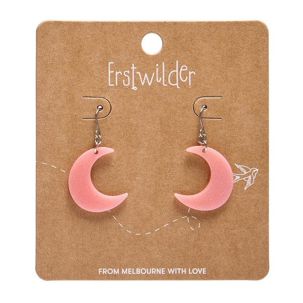 Cresent Moon Drop Earrings - Pink – Erstwilder Cresent Moon Drop Earrings - Pink – Erstwilder