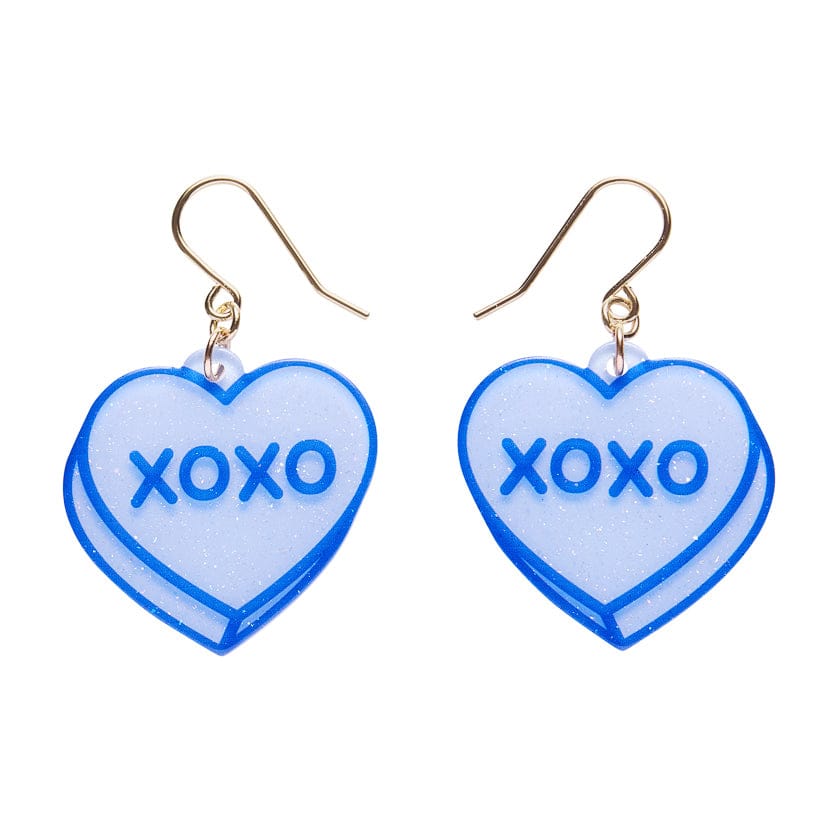 Candy Heart Drop Earrings – Blue  -  Erstwilder Essentials  -  Quirky Resin and Enamel Accessories