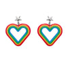 Heart Rainbow Stud Drop Earrings  -  Erstwilder Essentials  -  Quirky Resin and Enamel Accessories