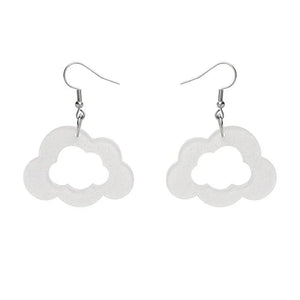 Cloud Glitter Resin Drop Earrings - White  -  Erstwilder Essentials  -  Quirky Resin and Enamel Accessories