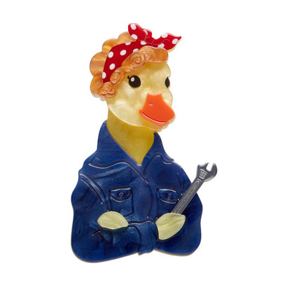 The Diligent Duck Brooch  -  Erstwilder  -  Quirky Resin and Enamel Accessories