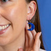 Crescent Moon Drop Earrings - Blue