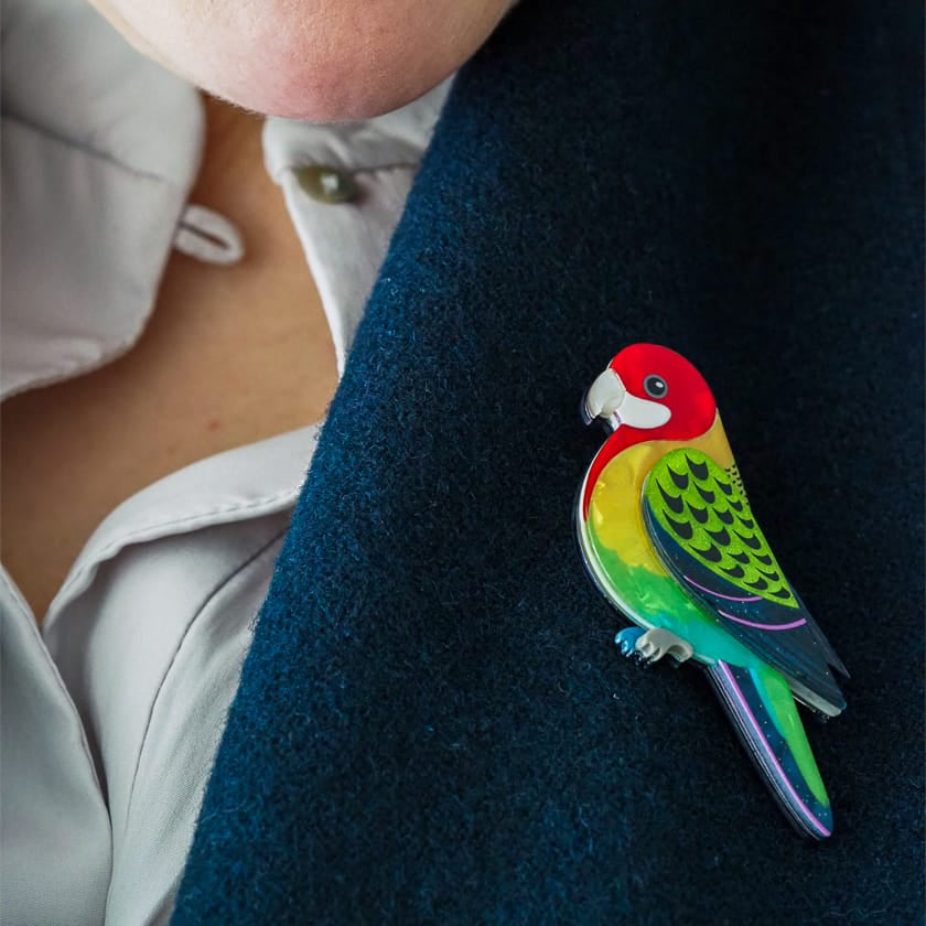 Eastern Rosella Brooch  -  Erstwilder  -  Quirky Resin and Enamel Accessories