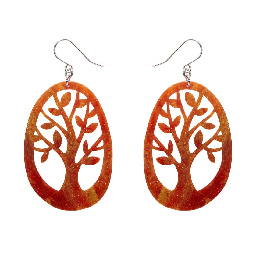Tree Drop Earrings – Orange  -  Erstwilder Essentials  -  Quirky Resin and Enamel Accessories