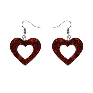 Heart Lava Resin Drop Earrings - Red  -  Erstwilder Essentials  -  Quirky Resin and Enamel Accessories