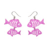 Fish Friends Drop Earrings - Pink  -  Erstwilder Essentials  -  Quirky Resin and Enamel Accessories
