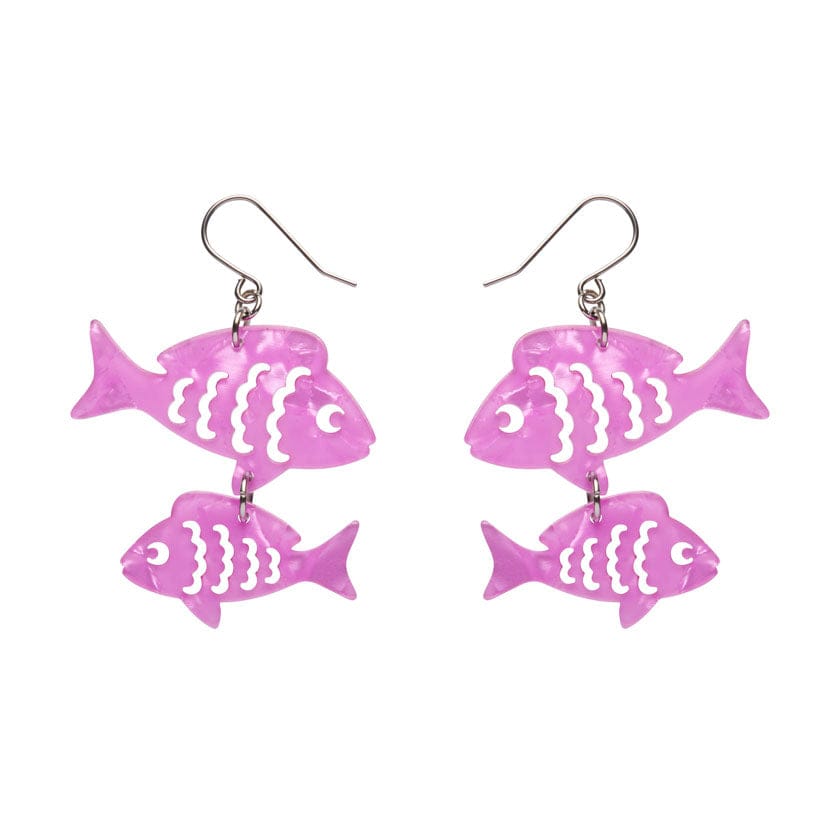 Fish Friends Drop Earrings - Pink  -  Erstwilder Essentials  -  Quirky Resin and Enamel Accessories