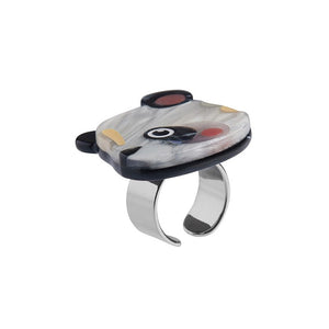 The Patient Panda Ring - Medium (IMPERFECT)  -  Erstwilder  -  Quirky Resin and Enamel Accessories