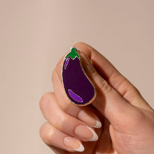 Eggplant Envy Enamel Pin  -  Erstwilder  -  Quirky Resin and Enamel Accessories