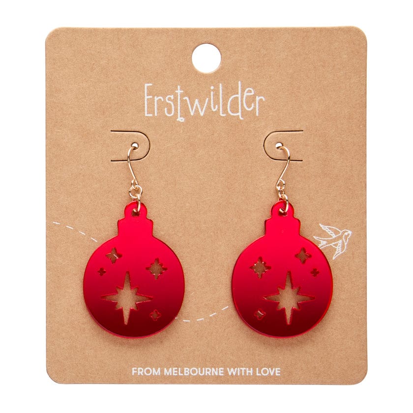 Round Bauble Drop Earrings - Red  -  Erstwilder Essentials  -  Quirky Resin and Enamel Accessories