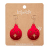 Round Bauble Drop Earrings - Red