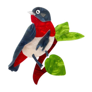 Mabel the Mistletoebird Brooch  -  Erstwilder  -  Quirky Resin and Enamel Accessories