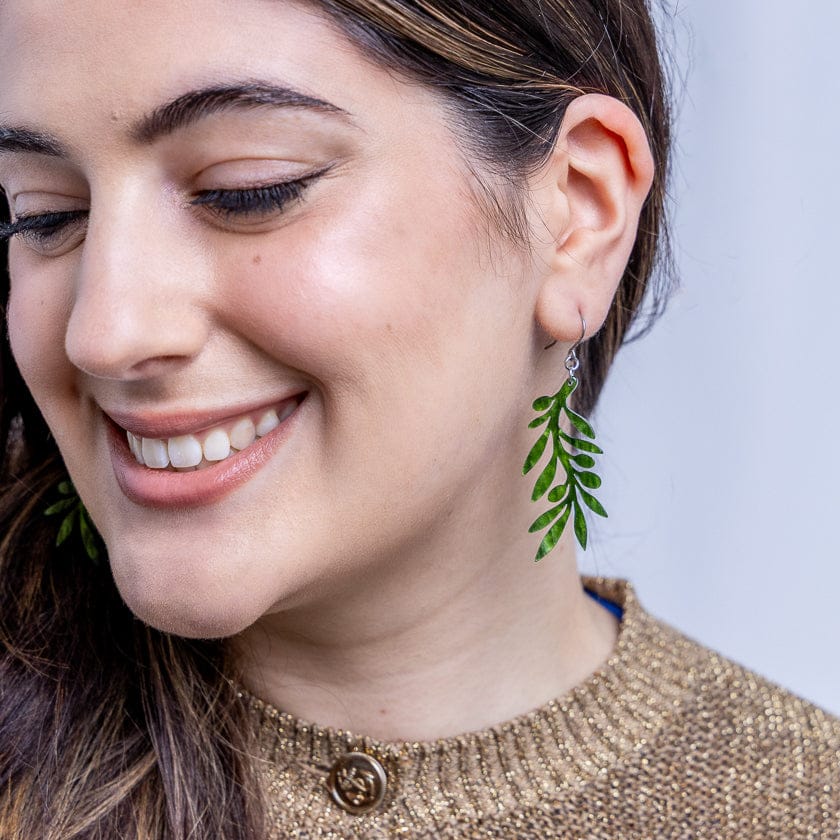Olive Branch Drop Earrings - Green  -  Erstwilder Essentials  -  Quirky Resin and Enamel Accessories