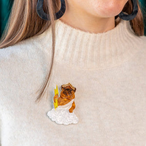 The Pious Pug Brooch  -  Erstwilder  -  Quirky Resin and Enamel Accessories