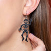Dancing Skeleton Drop Earrings - Black