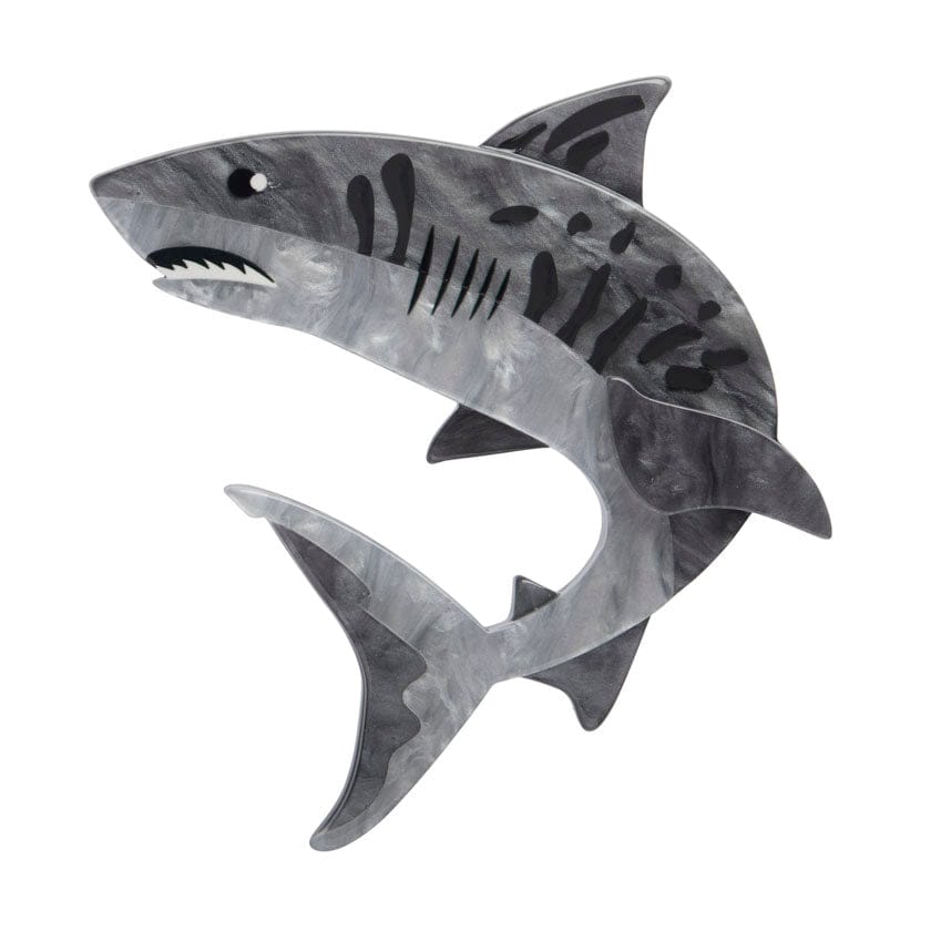Tiger Shark Brooch (IMPERFECT)  -  Erstwilder  -  Quirky Resin and Enamel Accessories