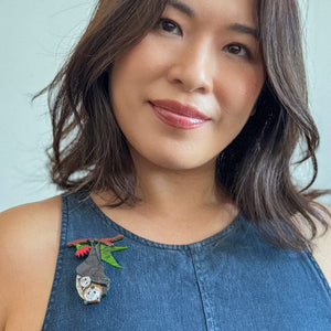 Frankie & Finn Flying Foxes Brooch  -  Erstwilder  -  Quirky Resin and Enamel Accessories