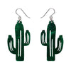 Cactus Drop Earrings - Dark Green  -  Erstwilder Essentials  -  Quirky Resin and Enamel Accessories