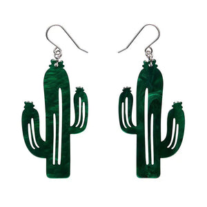 Cactus Drop Earrings - Dark Green  -  Erstwilder Essentials  -  Quirky Resin and Enamel Accessories