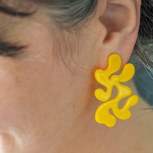 Statement Coral Stud Earrings - Yellow  -  Erstwilder Essentials  -  Quirky Resin and Enamel Accessories