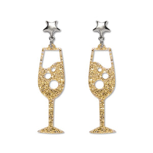 Champagne Bubbles Drop Earrings – Gold  -  Erstwilder Essentials  -  Quirky Resin and Enamel Accessories