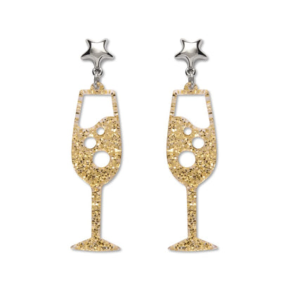 Champagne Bubbles Drop Earrings – Gold  -  Erstwilder Essentials  -  Quirky Resin and Enamel Accessories